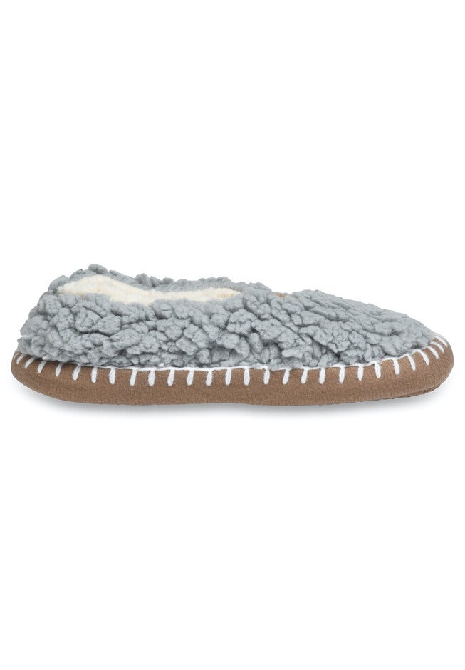 Womens Faux Shearling Mocassin Slipper With Sidewall Slippers, , alternate image number null