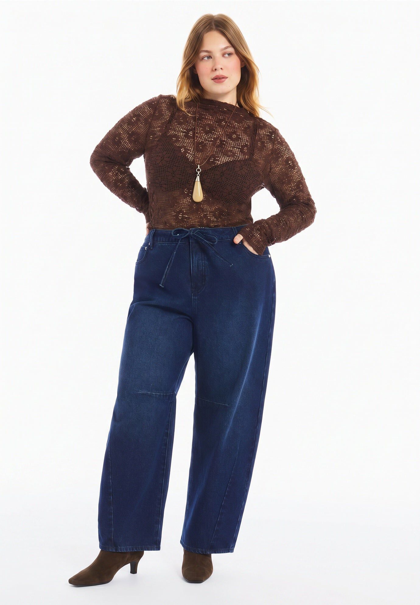 Floral Lace Mesh Funnel Neck Top