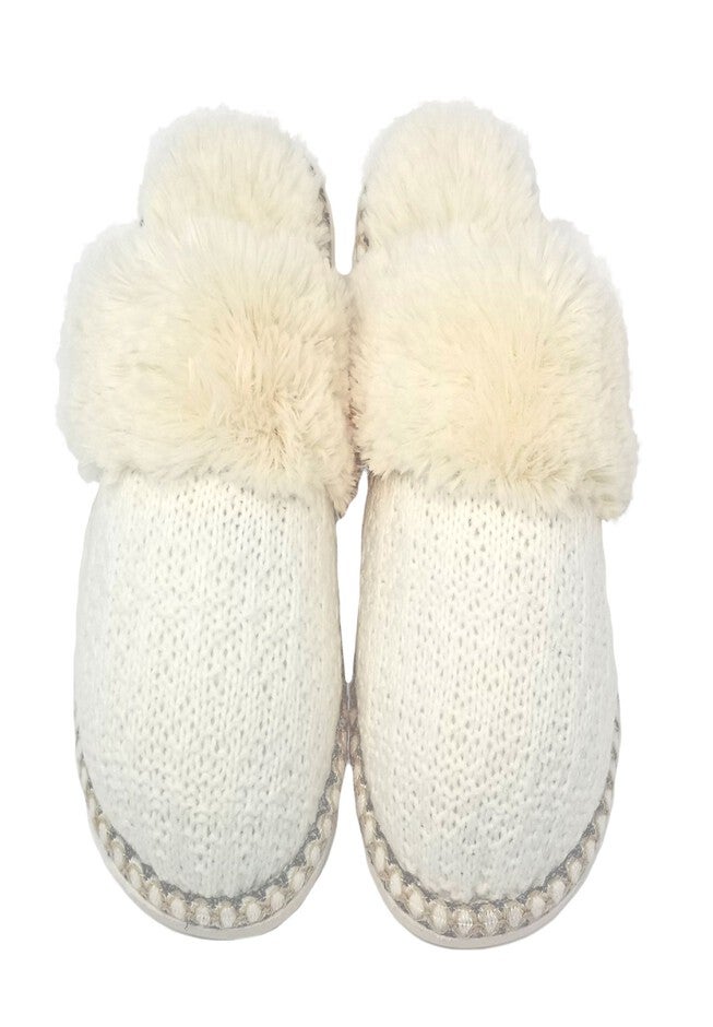 Textured Knit Scuff With Fur Lining Slippers, , alternate image number 3