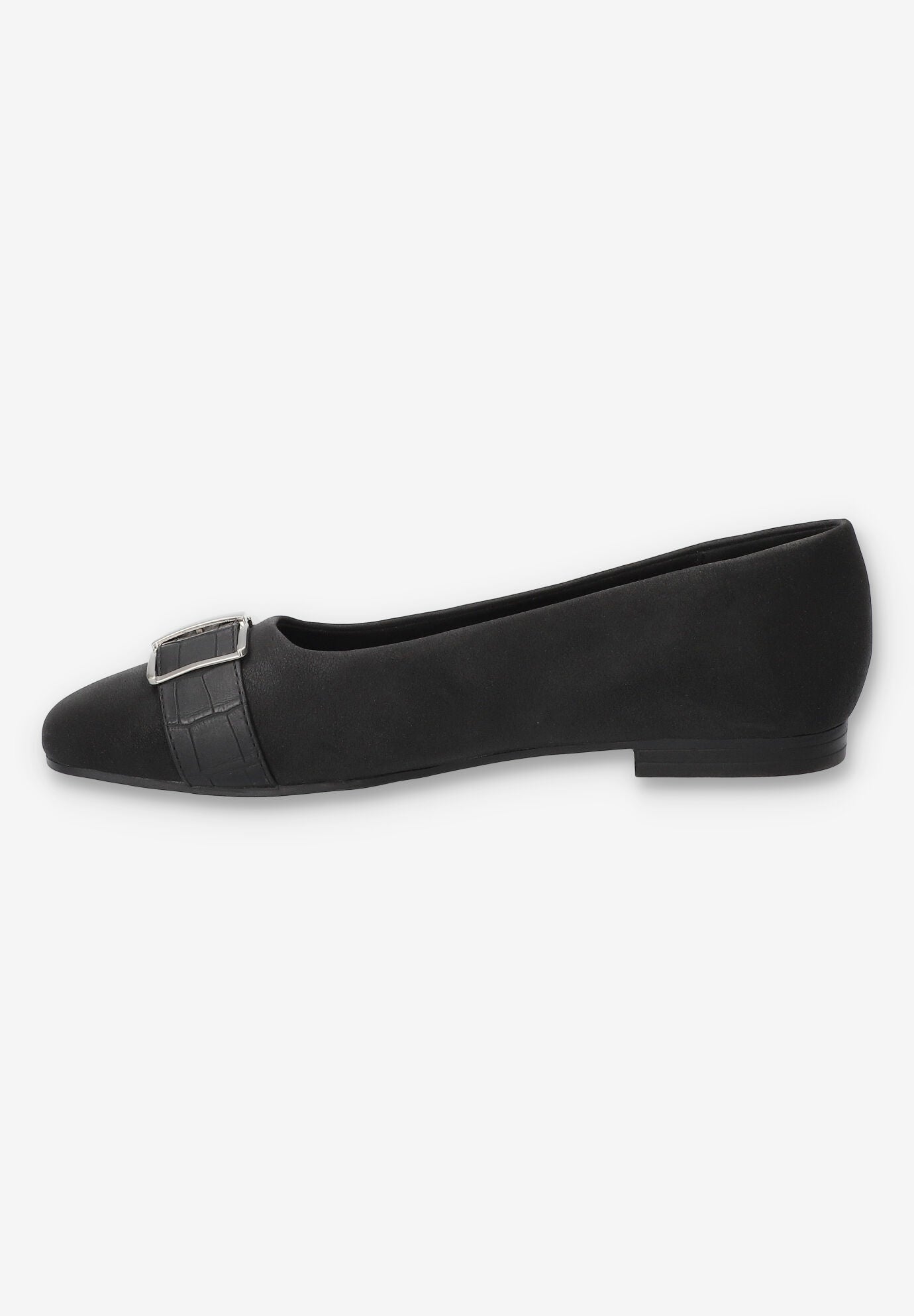 Keely Square Toe Flat, BLACK MATTE, alternate image number 4