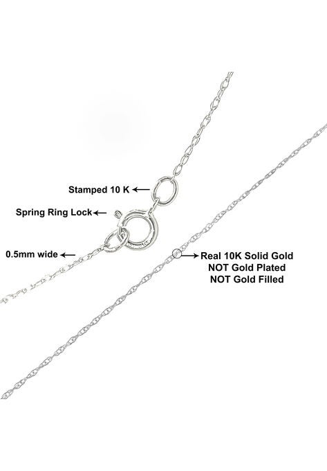 Solid White Gold Rope Chain Necklace Unisex 18", , on-hover image number null