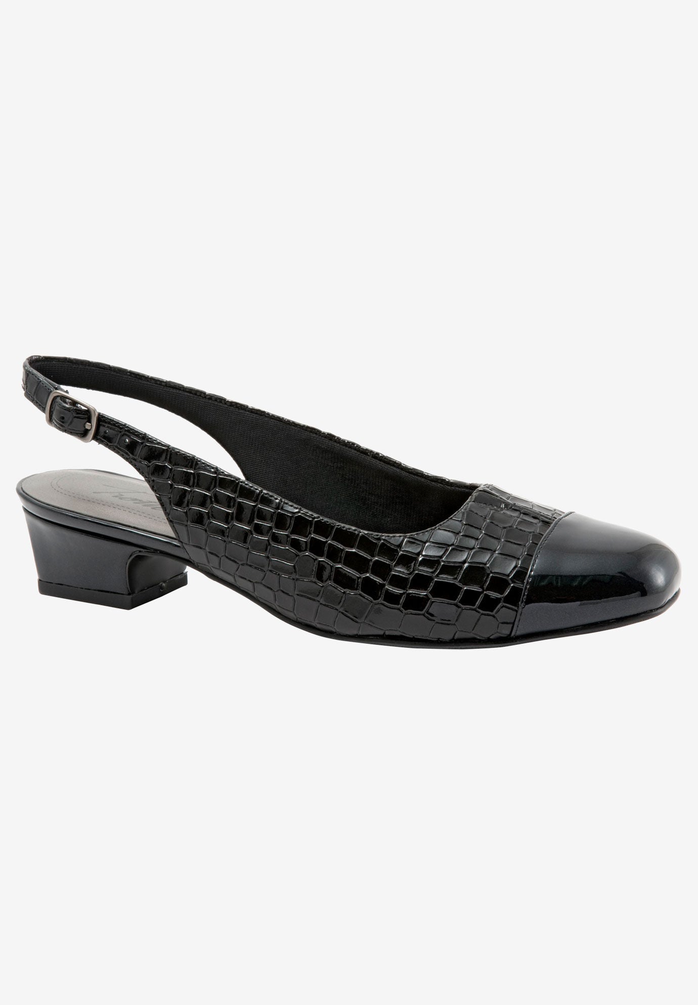 Dea Slingbacks by Trotters&reg;, BLACK CROCO PATENT, hi-res image number 0