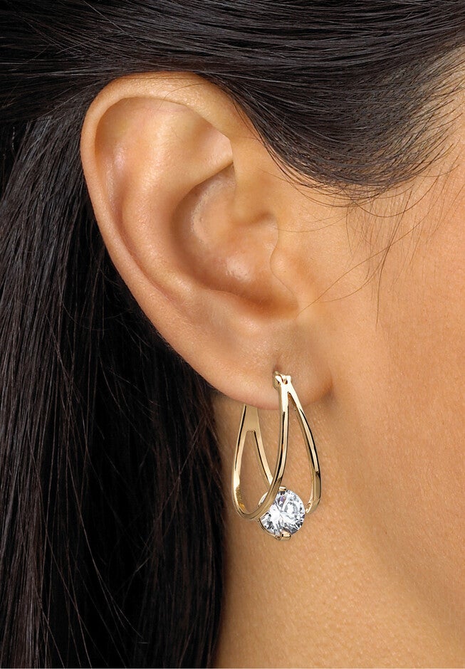 8 Tcw Cubic Zirconia Hoop 2-Pair Earrings Set In Silvertone And Gold-Plated, , alternate image number null