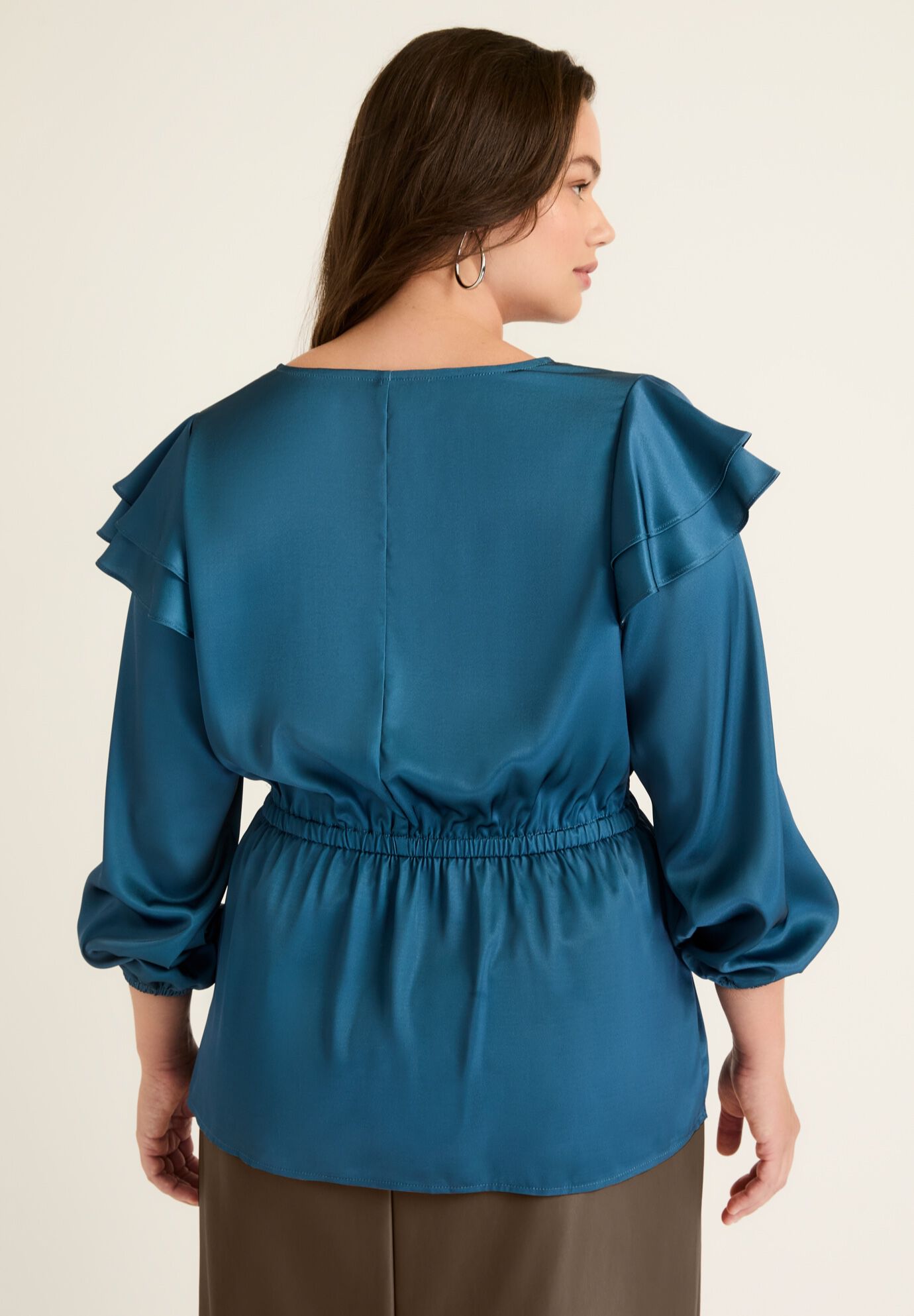 Satin Peplum Top, DEEP DIVE, on-hover image number 1