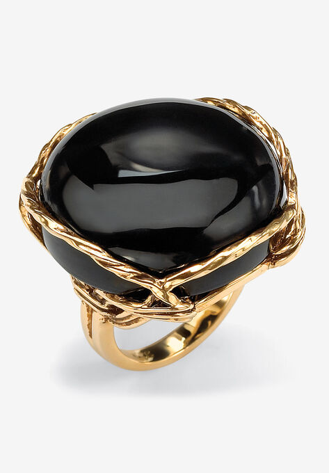 Gold-Plated Onyx Ring, GOLD, hi-res image number null