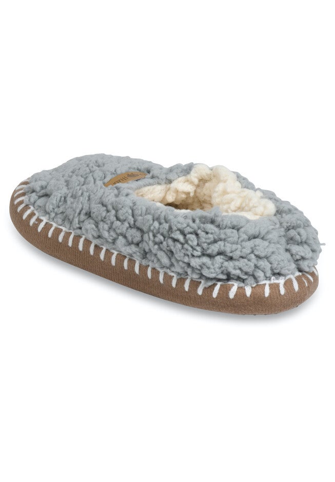 Womens Faux Shearling Mocassin Slipper With Sidewall Slippers, , on-hover image number null
