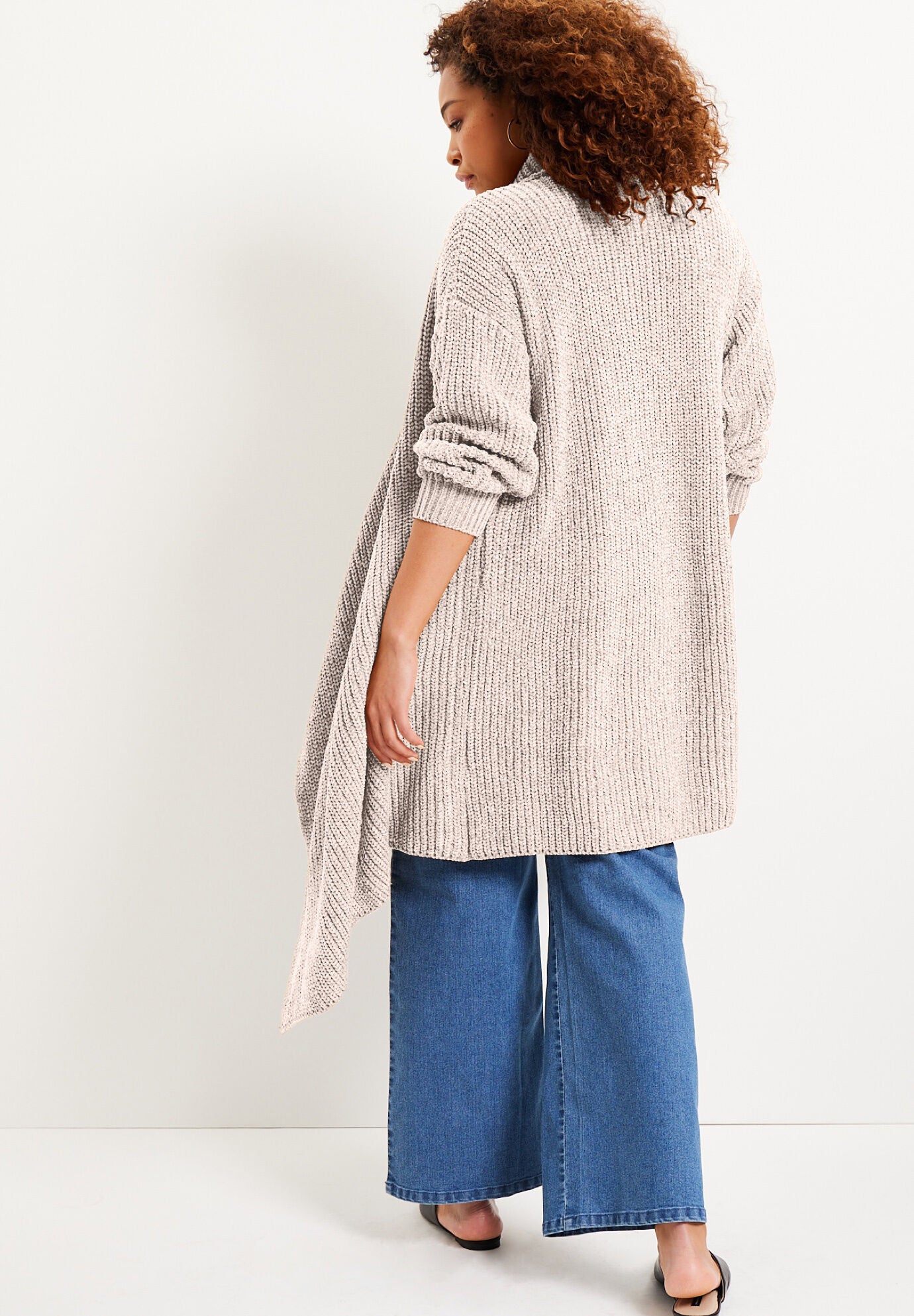 Chenille Drape-Front Cardigan, , on-hover image number 1