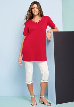 Ultimate Rhinestone V Neck Tunic