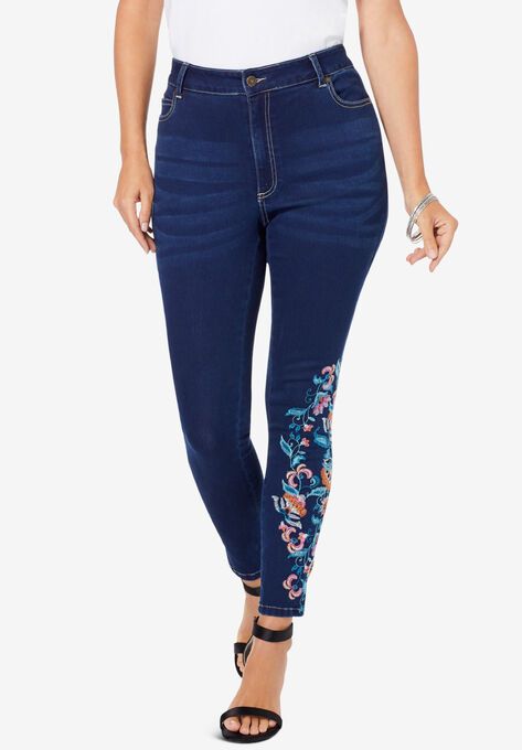 Embroidered Jean, MULTI EMBROIDERED BLOSSOMS, hi-res image number null