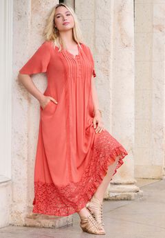 Hand-Crinkled Lace-Panelled Boho Dress