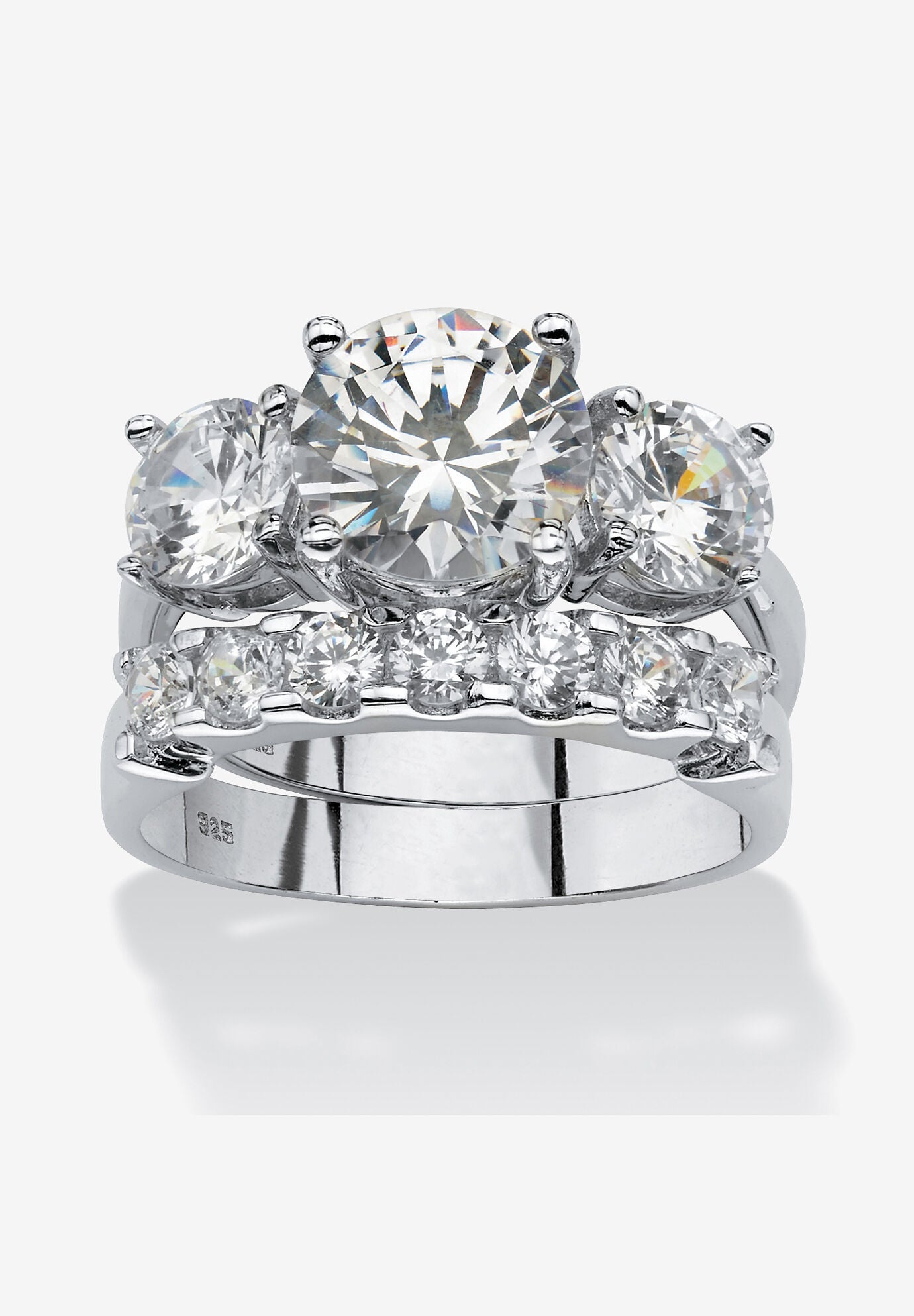 2 Piece 5.66 Tcw Cz Bridal Ring Set In Platinum-Plated Sterling Silver, PLATINUM, hi-res image number 0