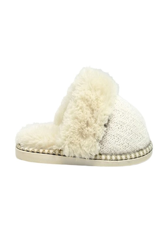 Textured Knit Scuff With Fur Lining Slippers, , alternate image number 2