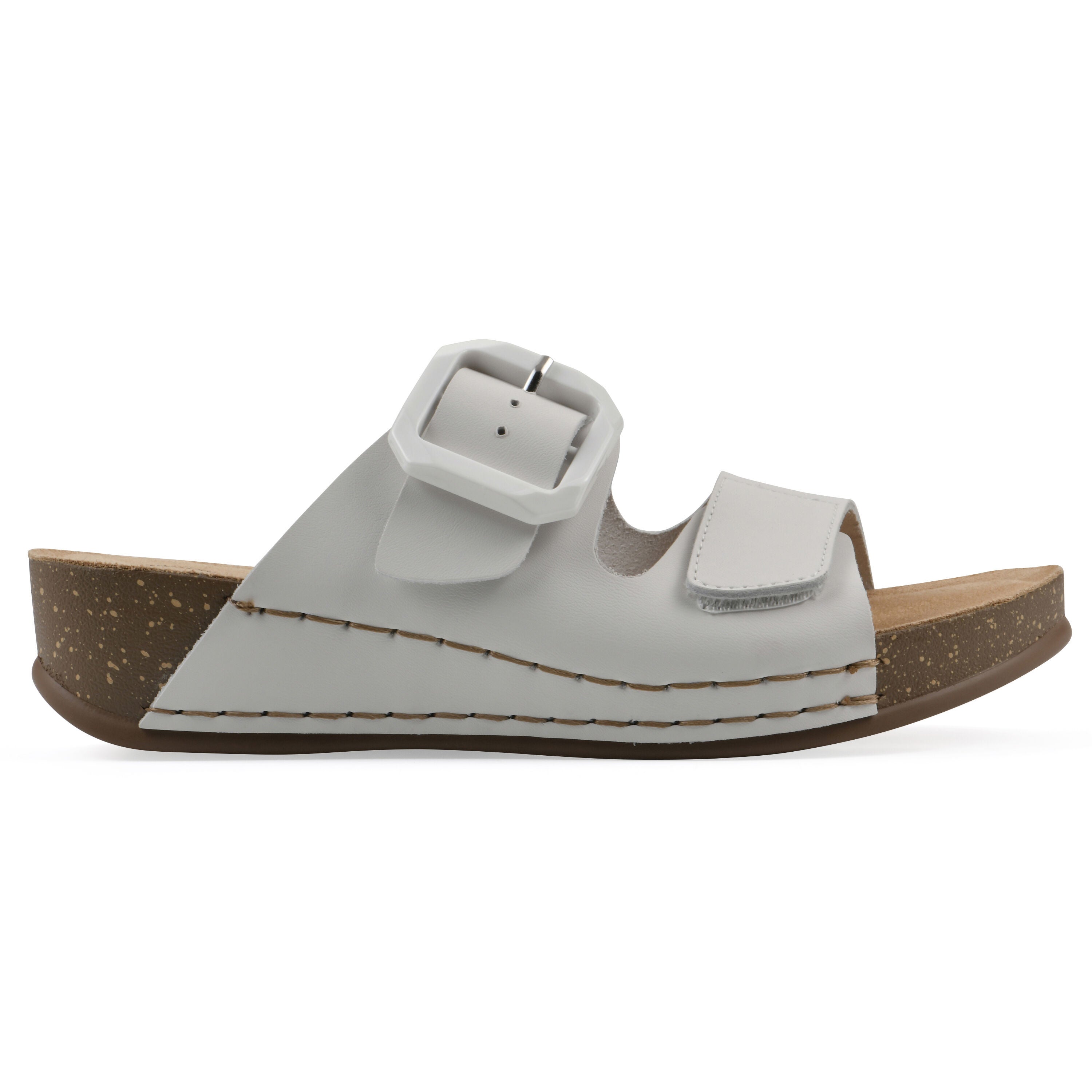 Fearful Slip On Wedge, WHITE LEATHER, alternate image number 2