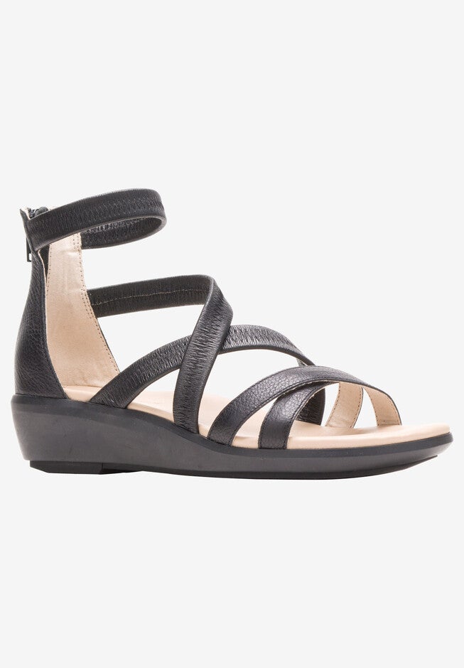 Lyricale Backzip Sandal , BLACK LEATHER, hi-res image number 0