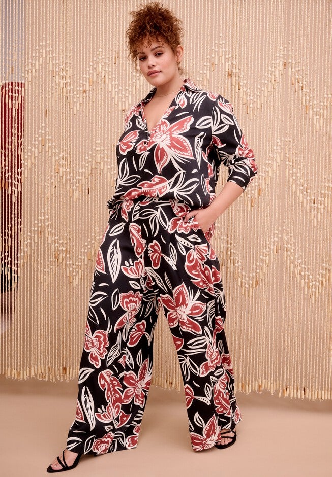 Wide-Leg Pull-On Pants, BATIK FLORAL, hi-res image number null