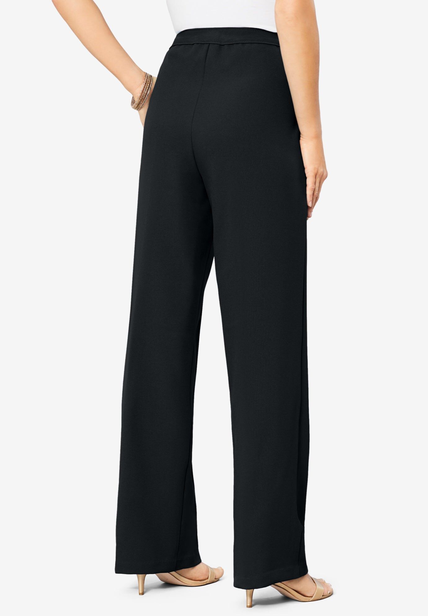 WideLeg Bend Over® Stretch Waist Pants, Black Catherines
