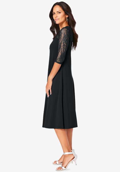 Ultrasmooth® Fabric Illusion Lace Swing Dress, , alternate image number null