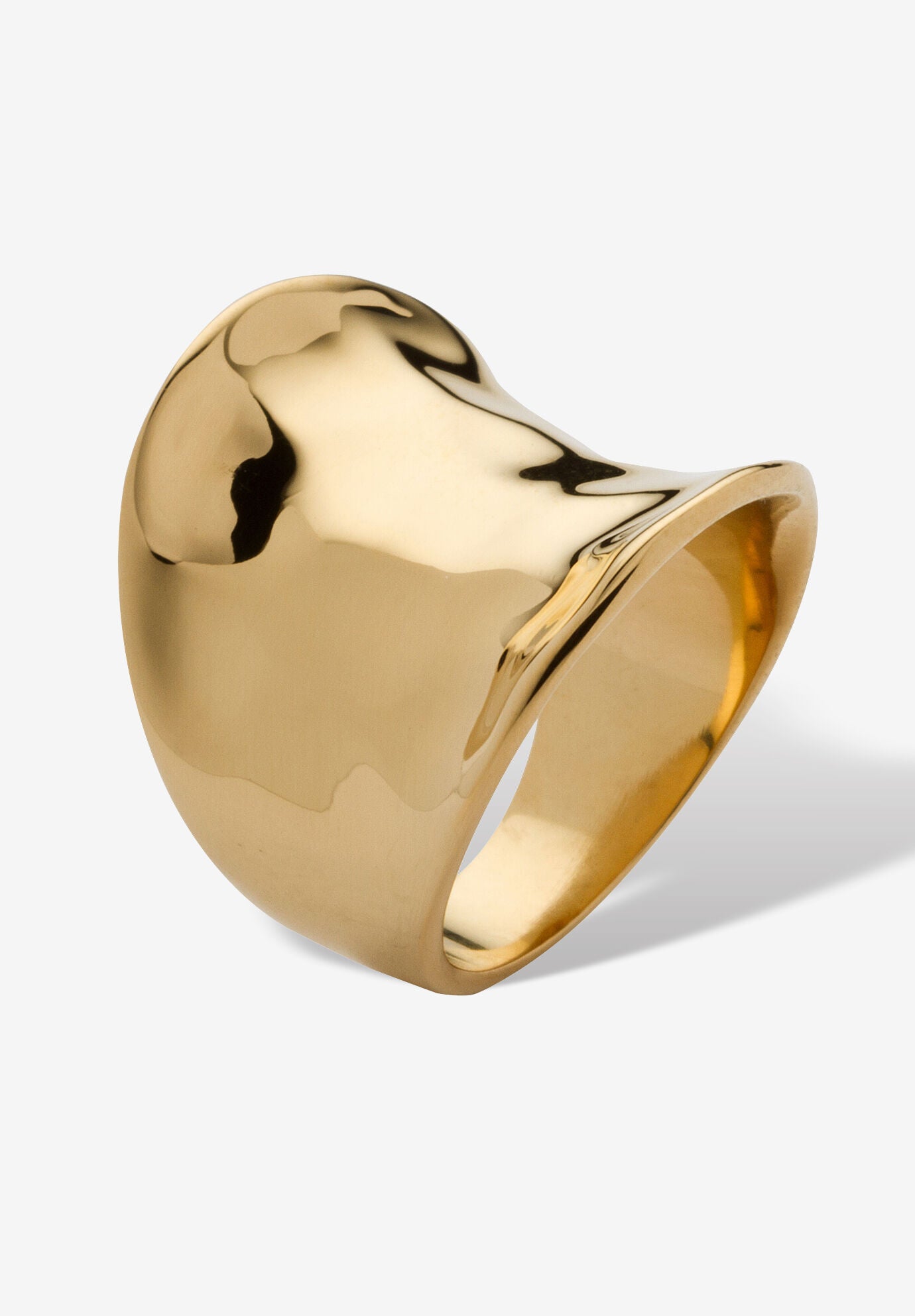 Yellow Gold-Plated Hammered Concave Cigar Ring (5.5Mm) Jewelry, , on-hover image number 1