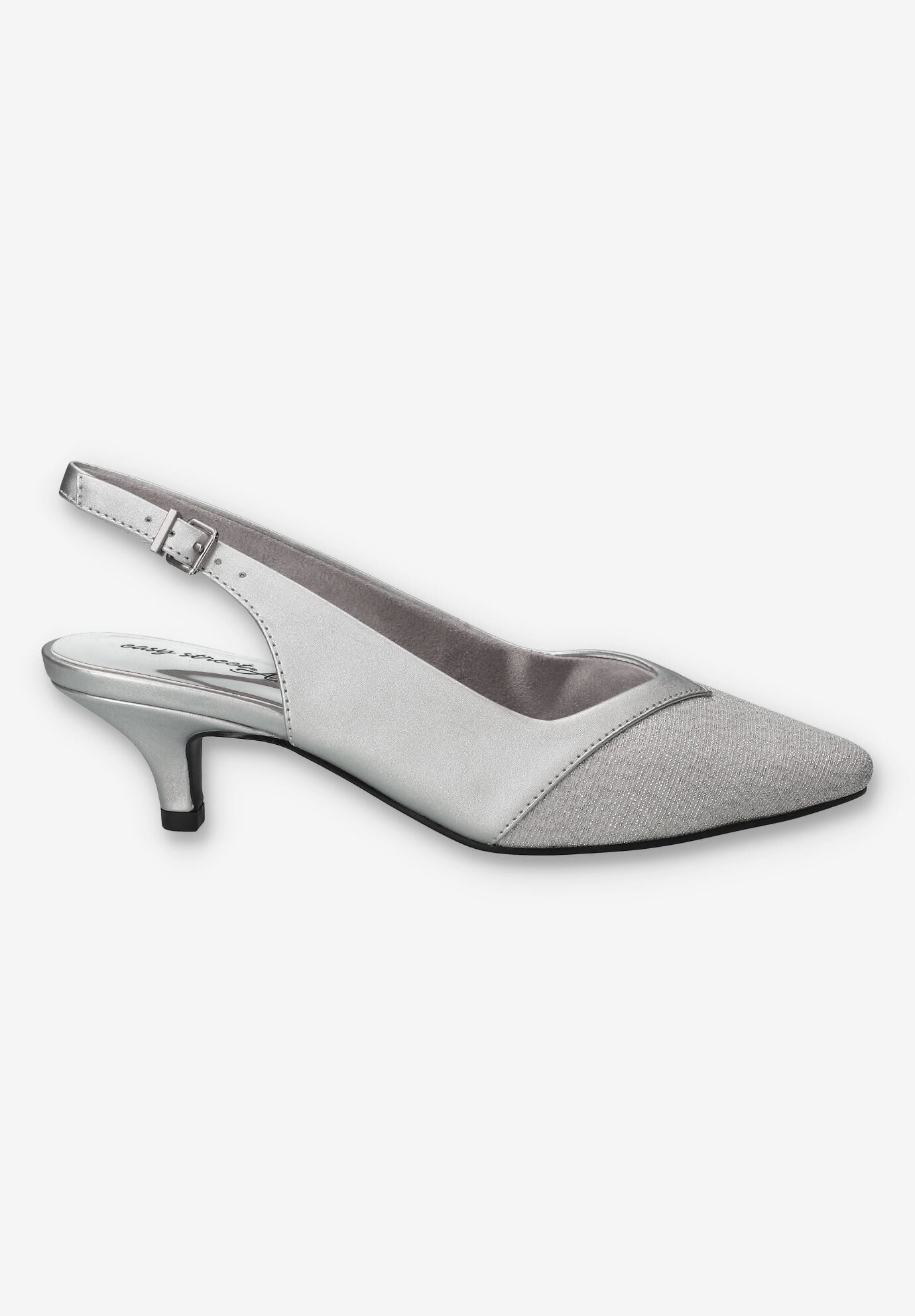 Vivid Slingback Pump, SILVER SATIN, alternate image number 2