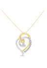 Yellow And White Gold Diamond Accent Open Double Heart Spiral Curl Pendant Necklace, , on-hover image number null