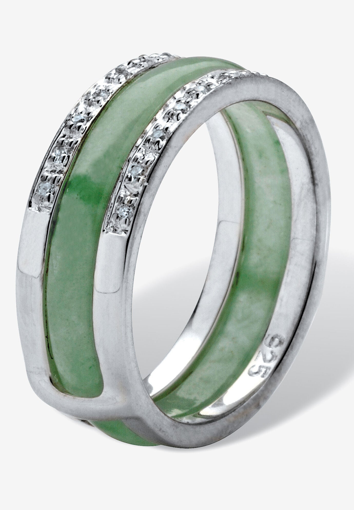 Sterling Silver Multi Color Jade 8 Piece Interchangeable Ring Set
