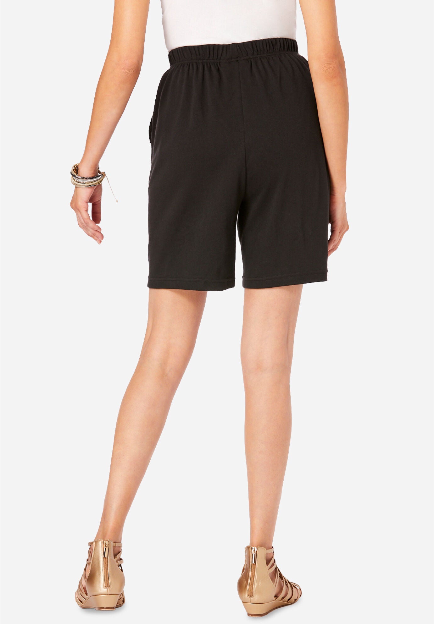Plus Size Soft Knit Pull-On Short, ORANGE MELON, on-hover image number 1