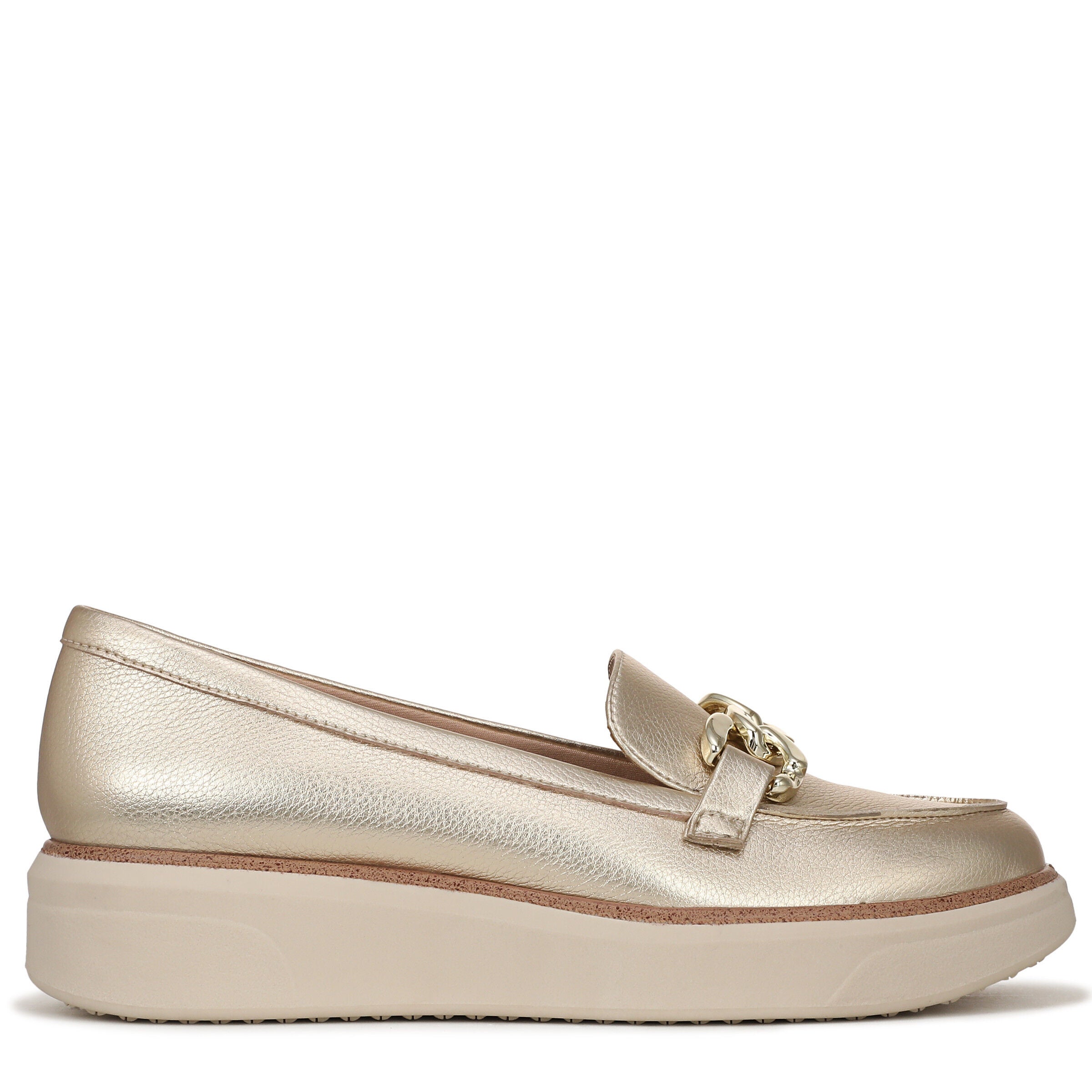 Chelsea Bit Platform Loafter, GOLD FAUX LEATHER, alternate image number 3