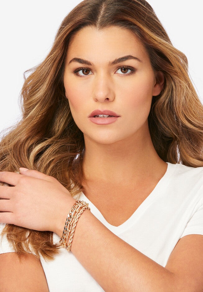 Three-Row Chain Bracelet, GOLD, hi-res image number 0