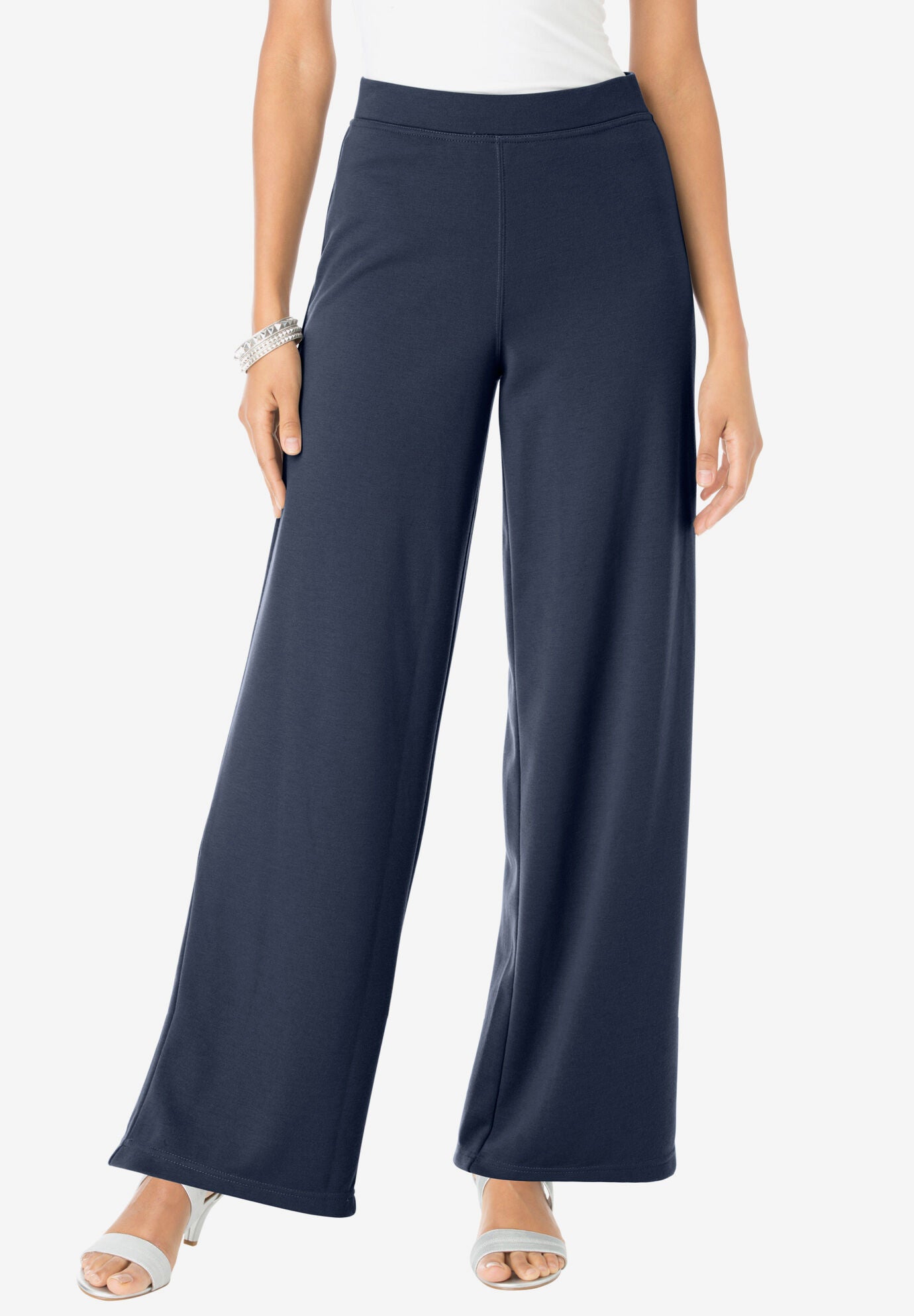 Navy Ponte Pant with Wide Elastic Band