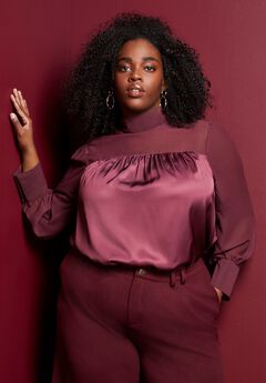 Satin Mockneck Blouse