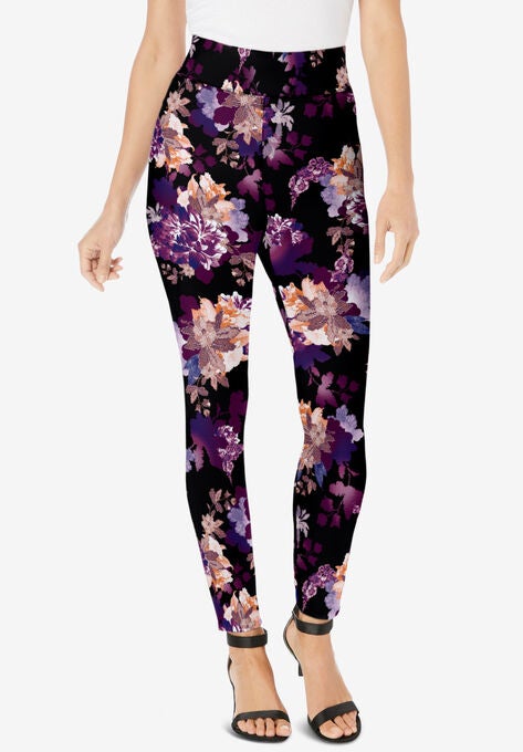 Ankle-Length Performance Legging, BLACK STITCHED FLORAL, hi-res image number null