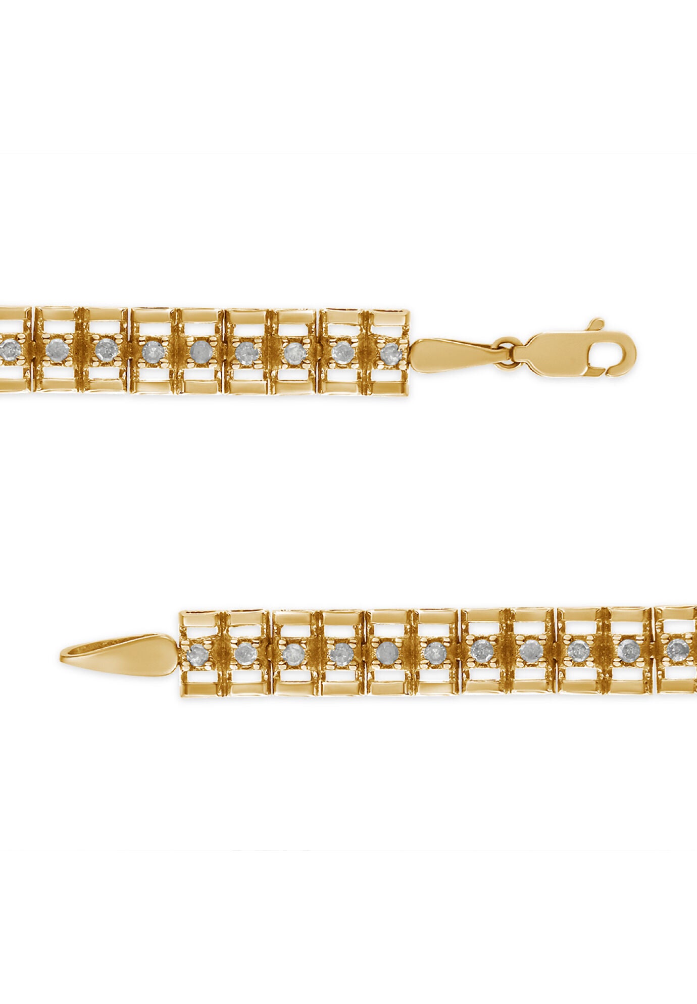 Yellow Gold Plated Sterling Silver 1/2 Cttw Diamond Doublelink Tennis Bracelet, , alternate image number 3