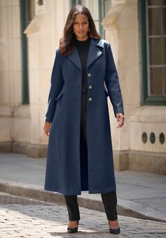 Plus Size Long Tailored Wool Blend Coat