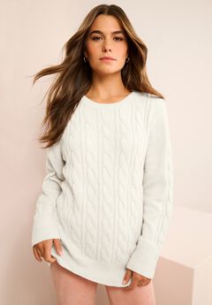 Plus Size Cozy Cable Crewneck Sweater