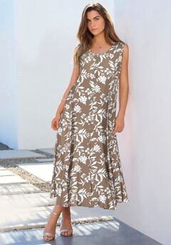 Plus Size Sleveless Hand-Crinkled Button-Front A-Line Maxi – Curvy Breezy Dress