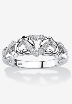 Platinum & Silver Promise Ring with Diamond-Accent