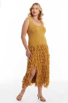 Sweater Fringe Maxi Dress