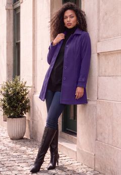 Plus Size Button Up Fleece Jacket