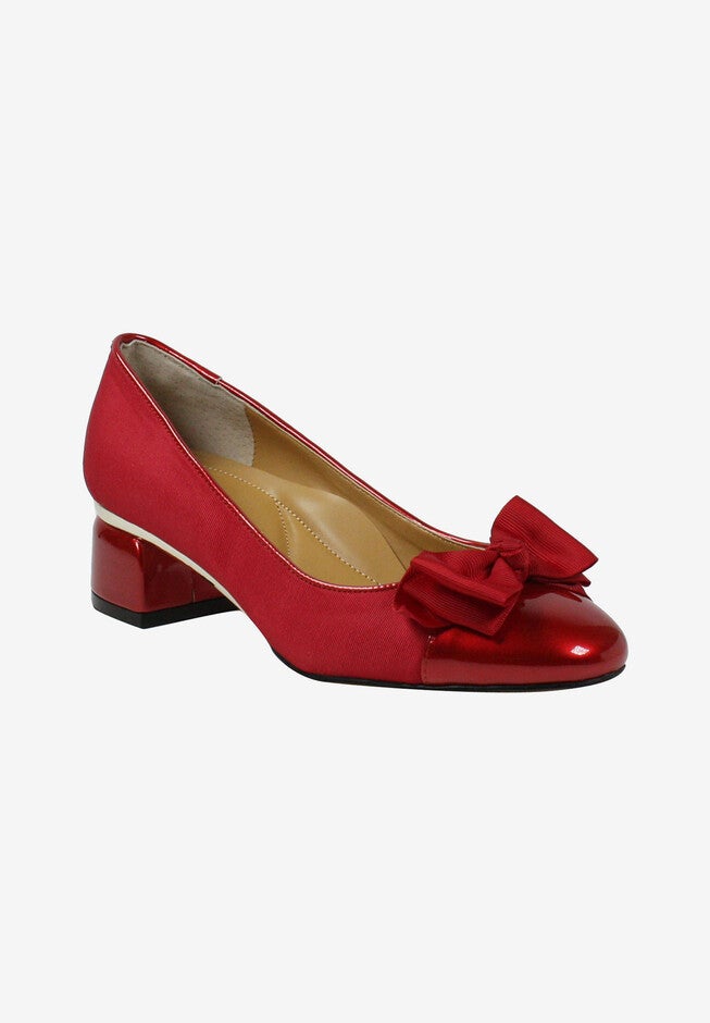 J Renee Gelar Pump, RED GROSGRAIN PATENT, hi-res image number 0