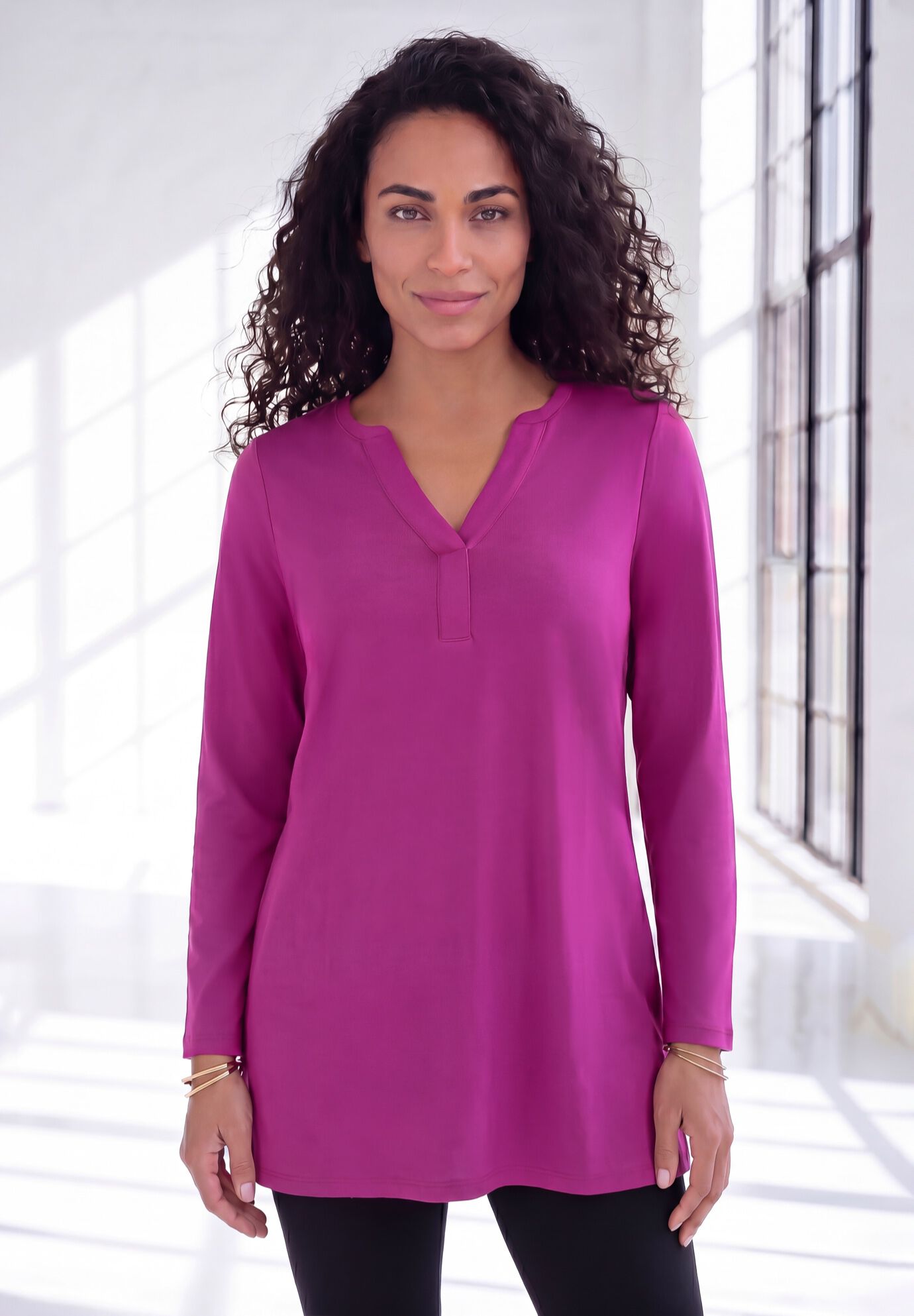 Ultimate Y Neck Tunic, RASPBERRY, hi-res image number 0