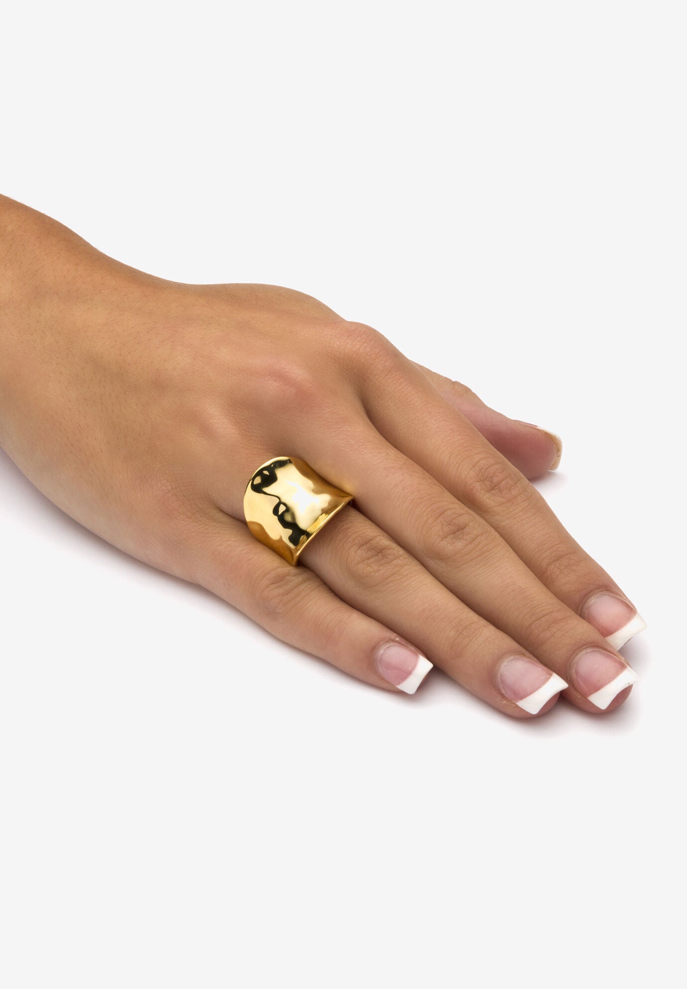 Yellow Gold-Plated Hammered Concave Cigar Ring (5.5Mm) Jewelry, , alternate image number 2