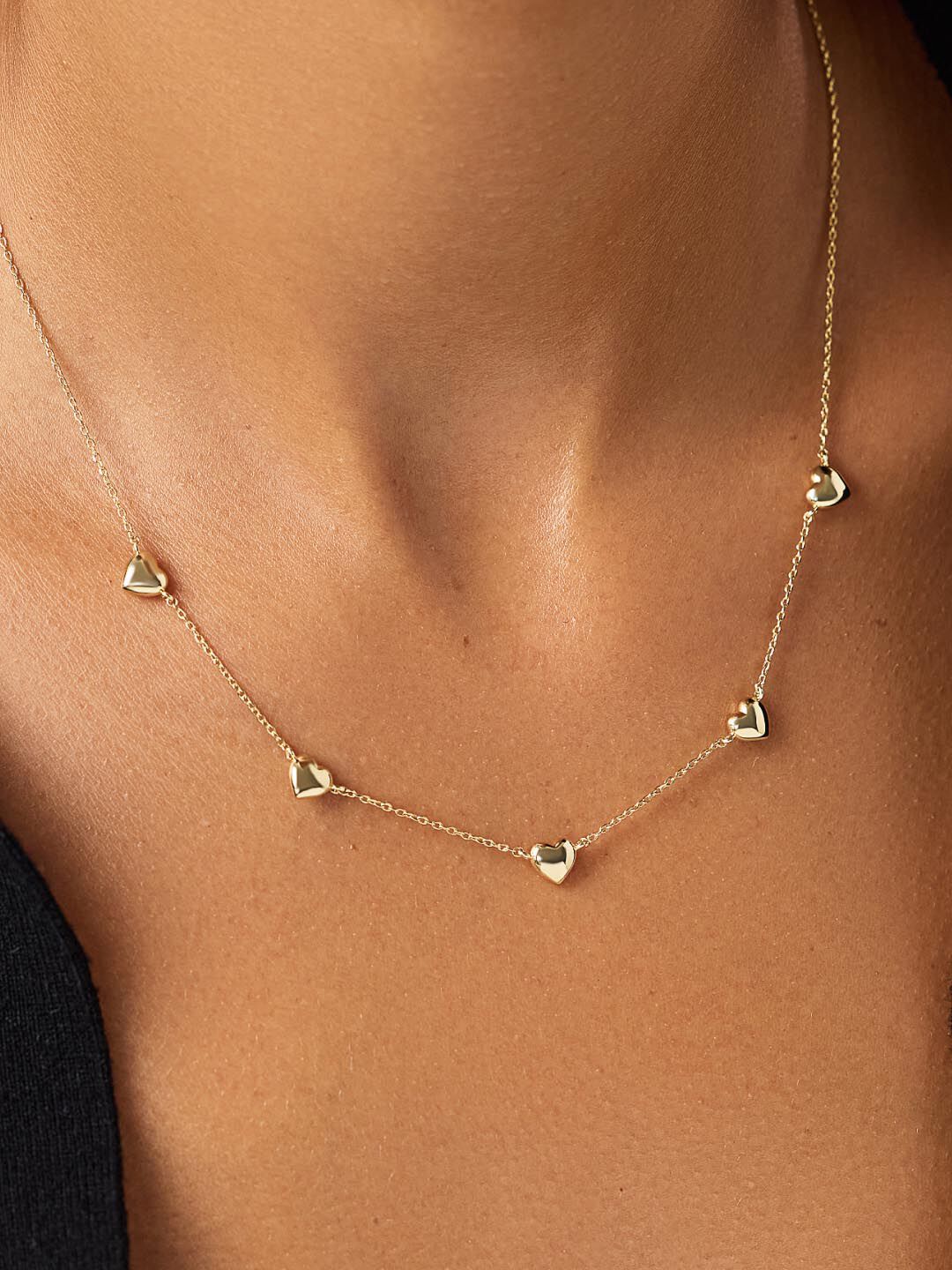 Lev Mini Station Necklace Heart Necklace, GOLD, alternate image number 2