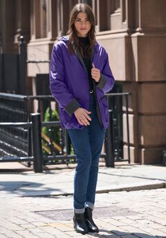 Plus Size Hooded Nylon Jacket