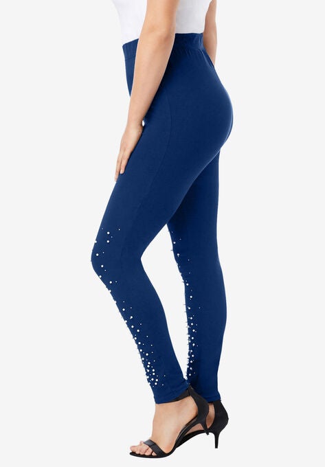 Rhinestone And Pearl Legging, , alternate image number null
