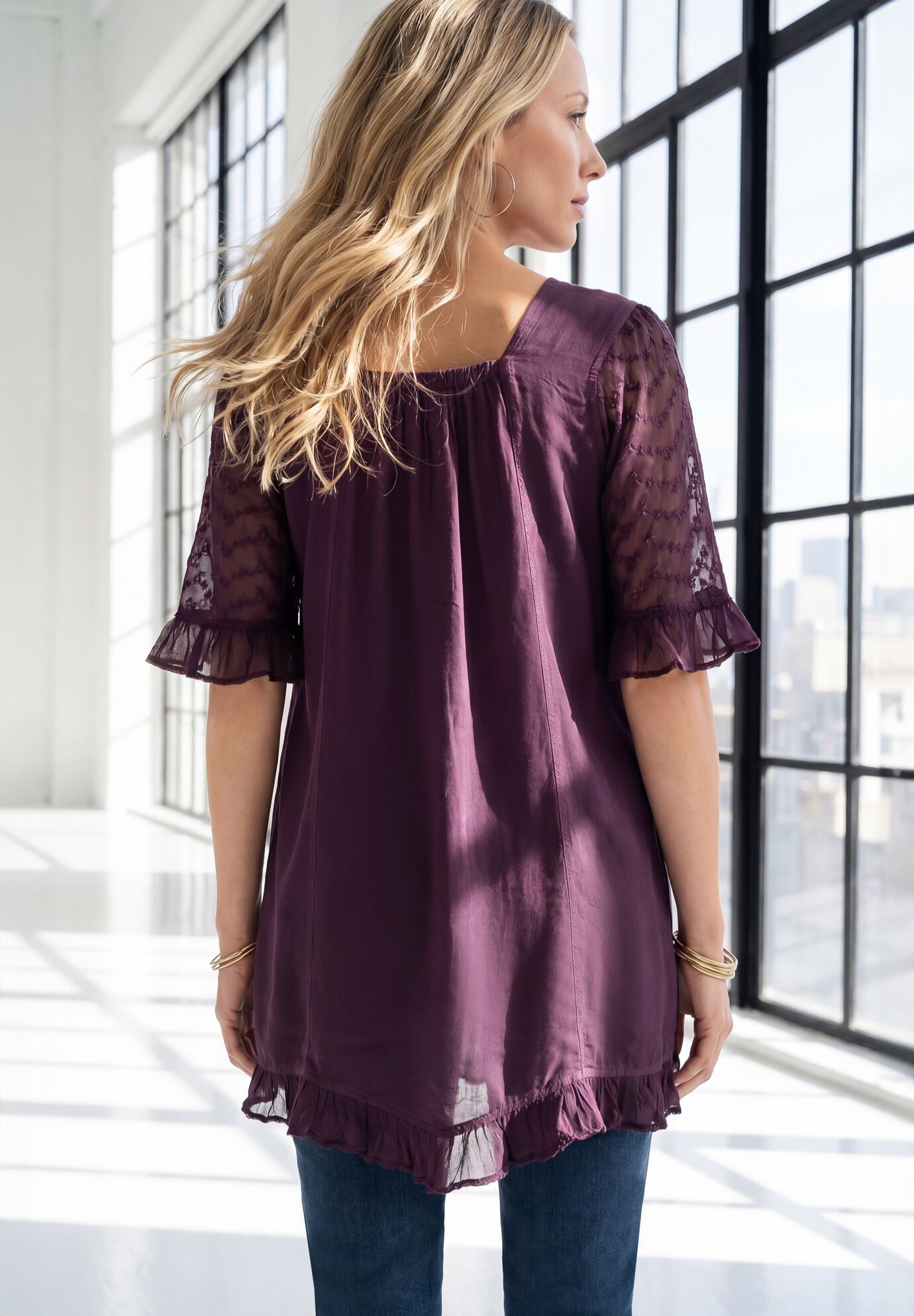 Acid Wash Tunic, DARK BERRY, alternate image number 2