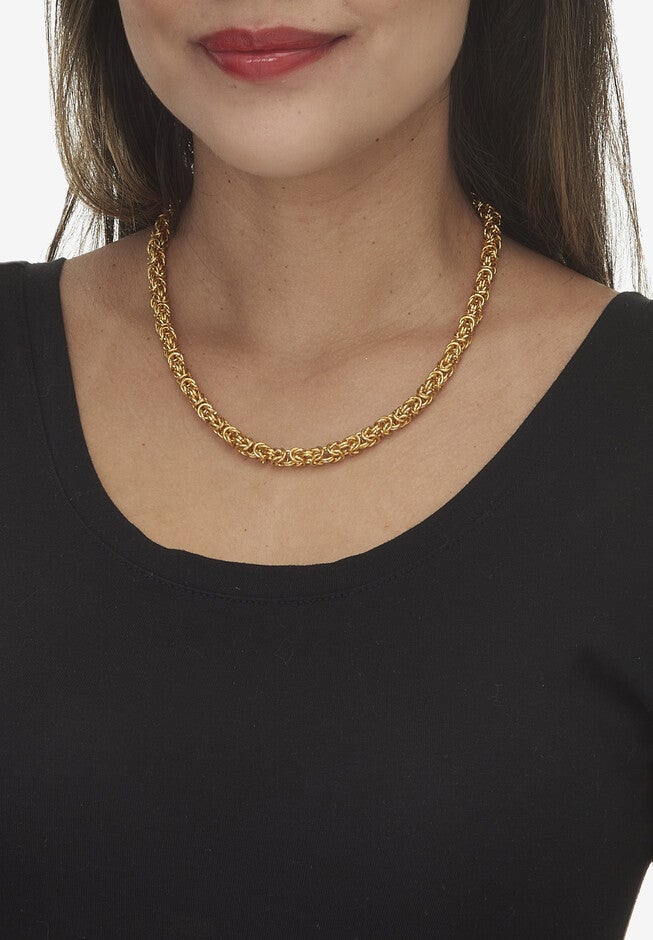 Goldtone Byzantine-Link Necklace, 18 Inches, , alternate image number null