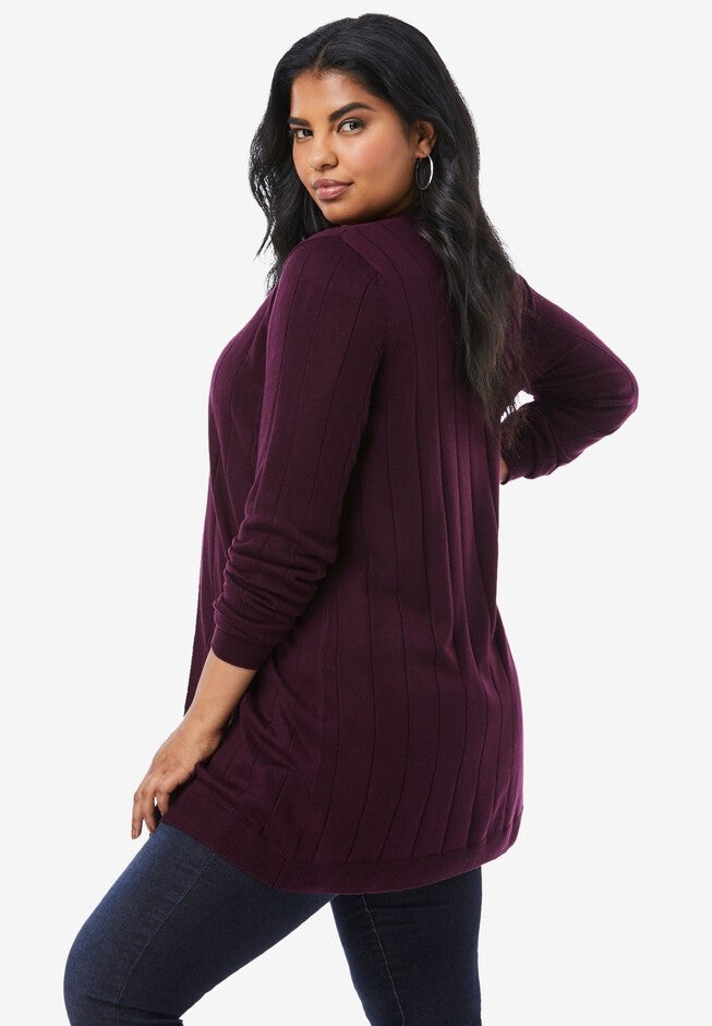 Fine Gauge Drop Needle Cardigan, , alternate image number null