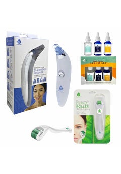 Ultimate Rejuvenation Bundle: Micro Needle Derma Roller, Pore Vacuum Blackhead Remover & 3-Pack Anti
