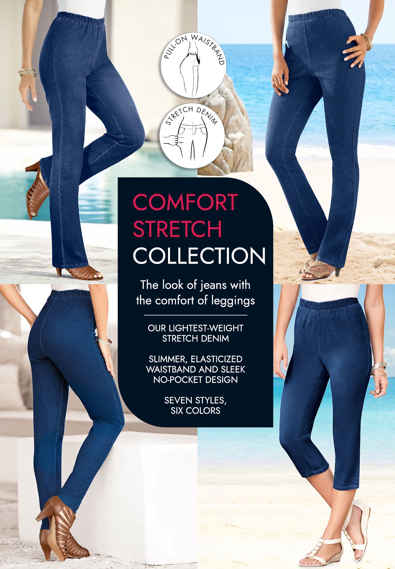Capri Stretch Jean Comfort Fit by Denim 24 7 Medium Stonewash Catherines