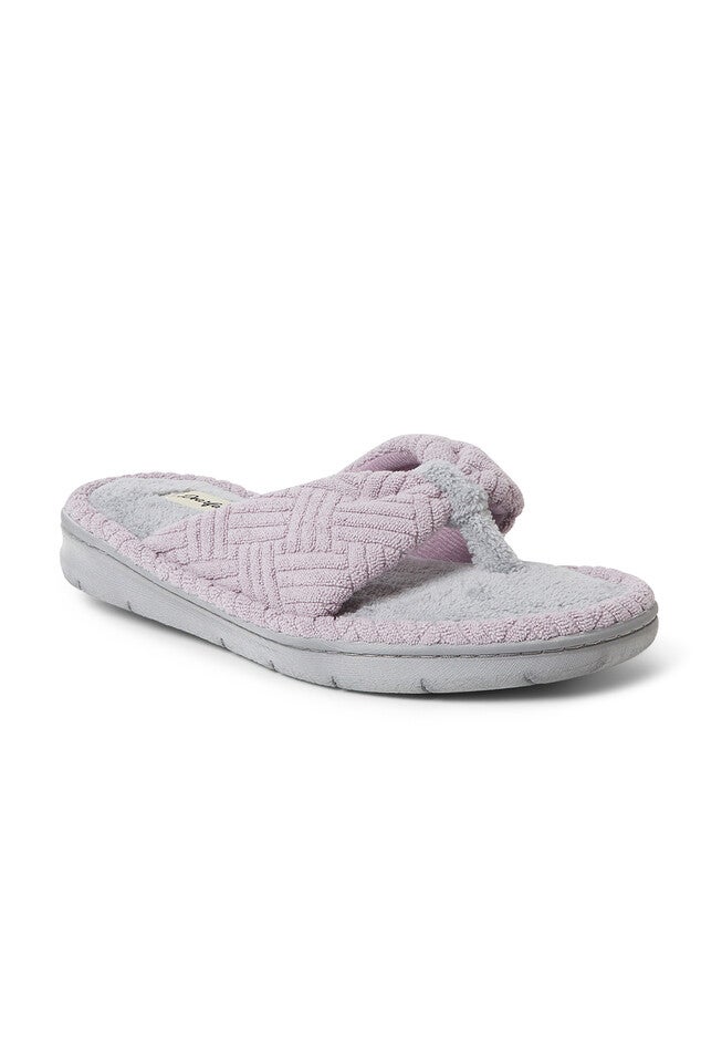 Addison Textured Terry Thong Slippers, FROSTED PLUM, hi-res image number null